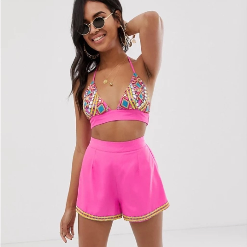 ASOS embellished mirror bead beach short